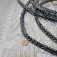 20 Yards of Braided Leather Square Cord #2045 Antique Black 11mm size (7/16")