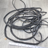 20 Yards of Braided Leather Square Cord #2045 Antique Black 11mm size (7/16")