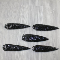 5 Obsidian Ornamental Spearheads  #6045  Arrowhead