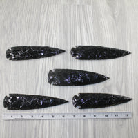 5 Obsidian Ornamental Spearheads  #6045  Arrowhead