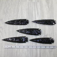 5 Obsidian Ornamental Spearheads  #6045  Arrowhead