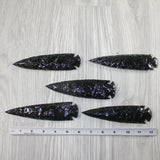 5 Obsidian Ornamental Spearheads  #6045  Arrowhead