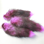 3 Dyed Pink Silver Fox Tail Key Rings #9031  Taxidermy Keychain Tassel Bag Tag