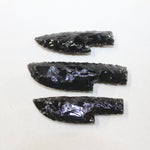 3 Small Obsidian Ornamental Knife Blades  #5524  Mountain Man Knife