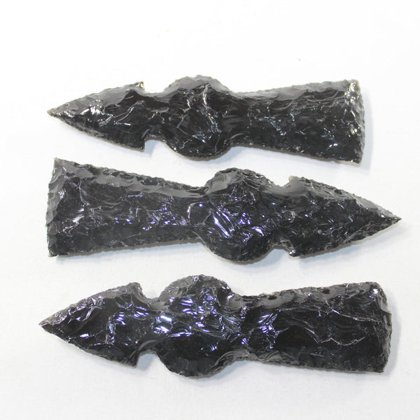 3 Obsidian Ornamental Tomahawk Heads #5529  Ax Axe Hatchet