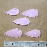 5 Pink Glass Ornamental Arrowheads  #3025  Arrowhead