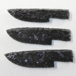 3 Obsidian Ornamental Knife Blades  #6731  Mountain Man Knife