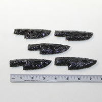 5 Small Obsidian Ornamental Knife Blades  #2923  Mountain Man Knife