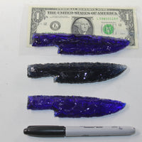 3 Glass Ornamental Knife Blades  #6528