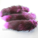 3 Dyed Pink Silver Fox Tail Key Rings #9031  Taxidermy Keychain Tassel Bag Tag