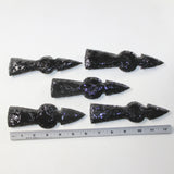 5 Obsidian Ornamental Tomahawk Heads #0325  Ax Axe Hatchet